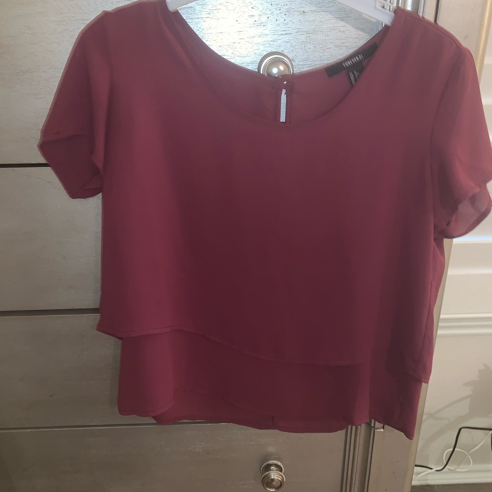 Layered maroon top
